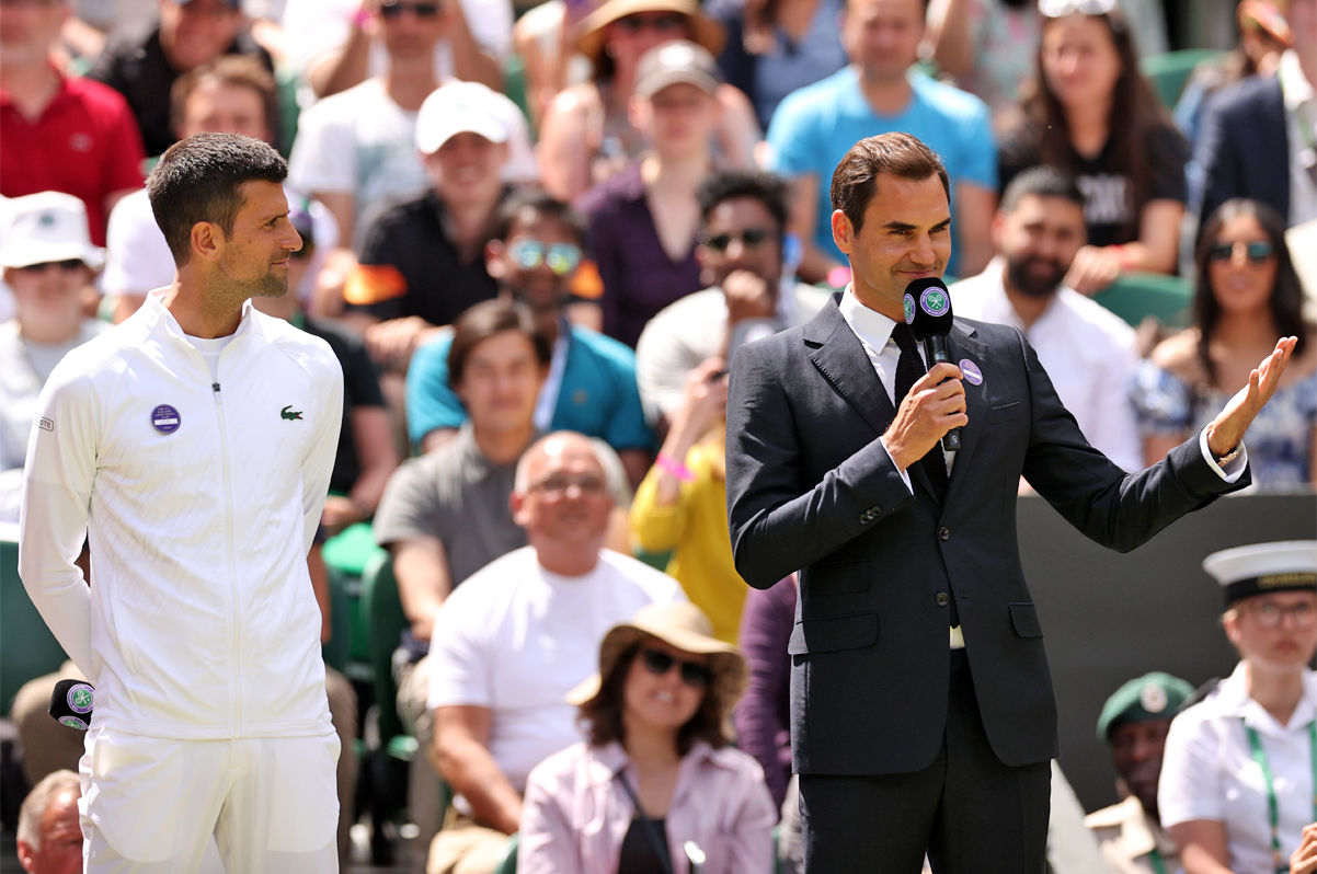 ジ*イ様 箱あり【美品】フェデラー　ウィンブルドンセンターコート100周年着用ス もう一度ここに戻ってきたい！」フェデラーがセンターコート100周年