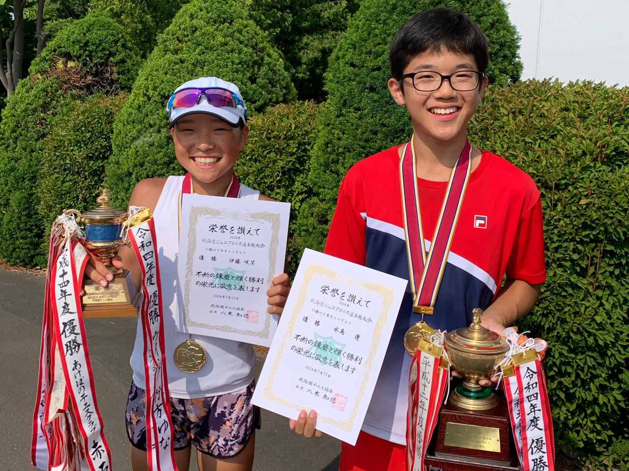 12歳以下は水島遼（ウイング）と伊藤咲笑（Line's Collect.TA）が単複